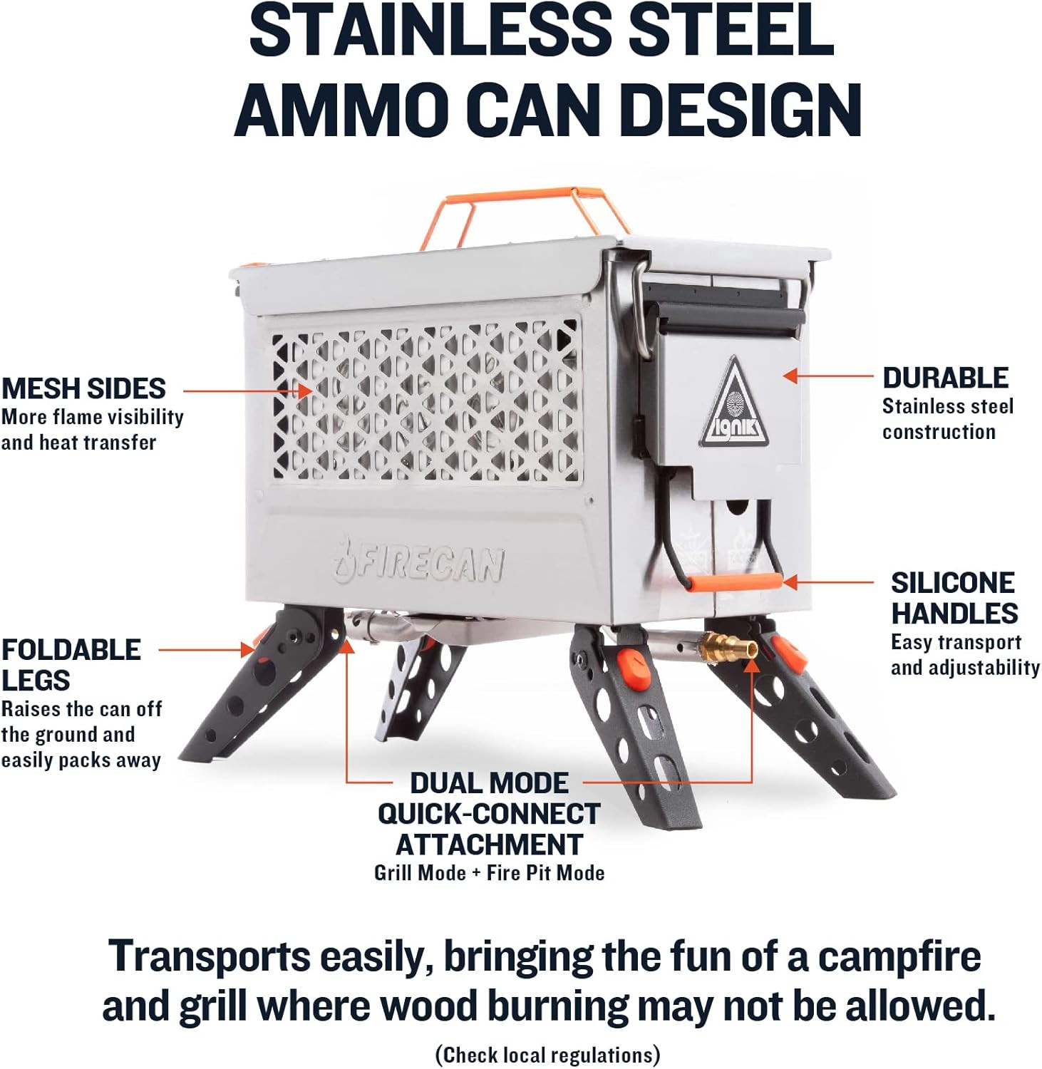 Ignik Firecan Deluxe Portable Propane Fire Pit and Grill