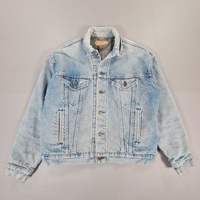 Vintage Levis Herren Jeansjacke Blau Medium Decke Gefüttert 80er Trucker