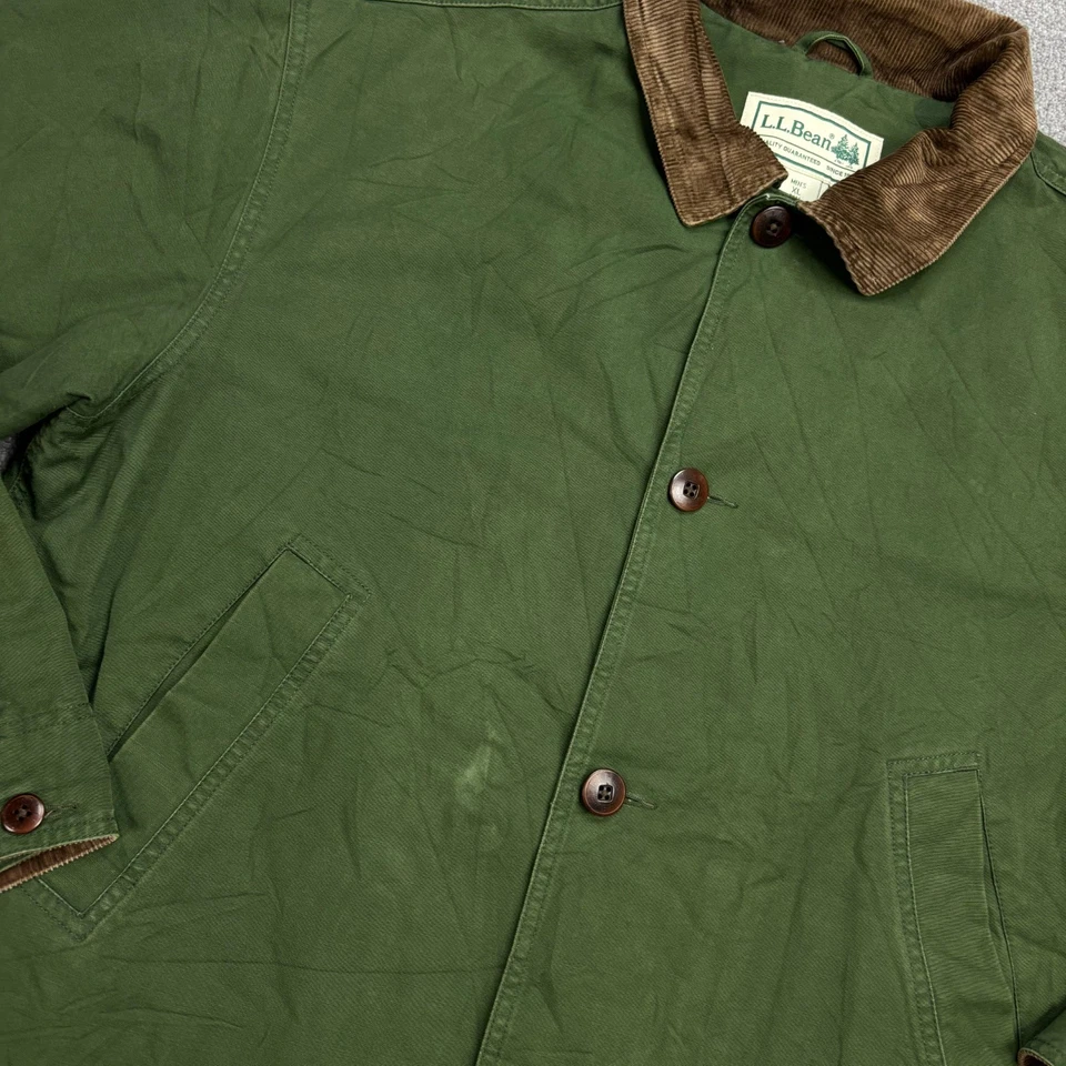 Chaqueta LL Bean Adulto X Grande Verde Caza Lona Granero Tareas Pana Forrada Hombres* Foto 3 de 4