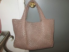 FALOR TAUPE WOVEN LEATHER SATCHEL F