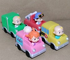 COCOMELON JJ Mini Figure Mini Free Wheeling Vehicles Lot 4pc Truck Bus