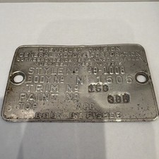 1949 Fleet Line Division Chevrolet Gm Fisher Body Tag 49-1008