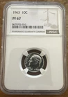 1963 Roosevelt Dime NGC PF67 Proof 90% Silver Gem Proof US Coin