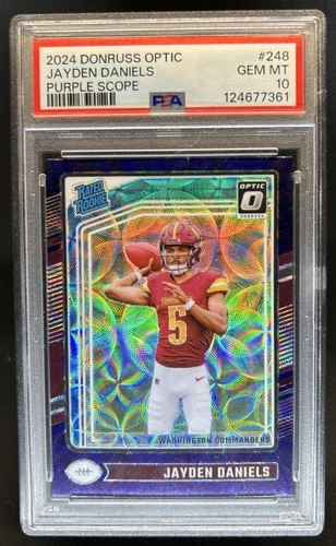 2024 Panini Donruss Optic Jayden Daniels Purple Scope Rated Rookie #248 PSA 10