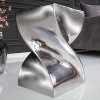 Skulp­Tu­Raler Beistelltisch Twist - 45Cm - Silber - Metall - Poliert Sitzhocker
