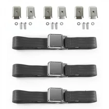 Mercury Eight 1949 - 1951 Airplane 2pt CH Lap Bench Blt Kit w/BKTS 3 Belts 