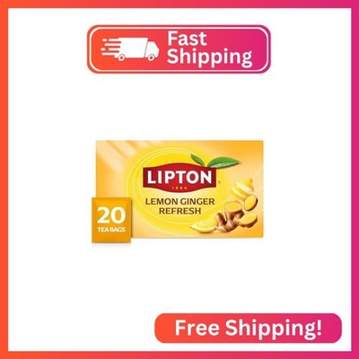 Lipton Lemon Ginger Tea Bags, caffeine free Tea, Refresh Fruit and Herbal Tea, I