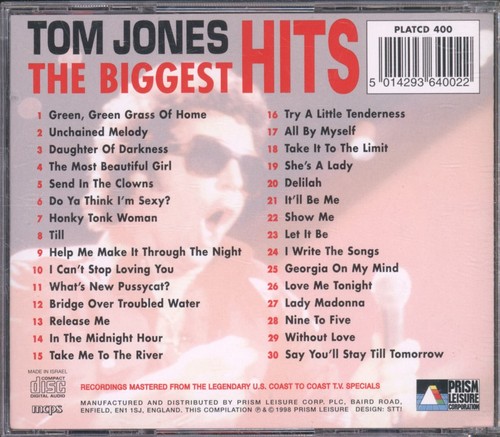 Tom Jones Größte Hits CD Israel Prism Leisure 1998 PLATCD400 - Bild 2 von 3