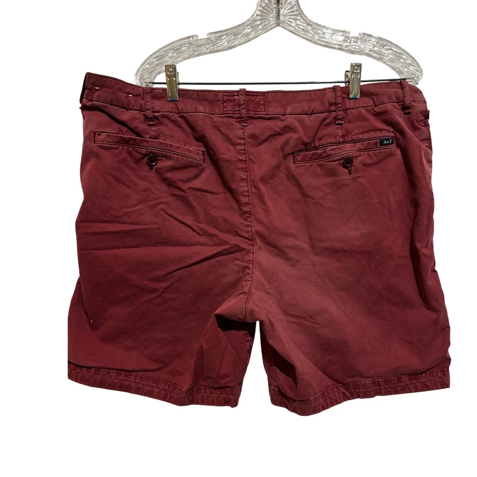 Abercrombie Fitch Men Distressed Burgundy Chino utility Shorts Sz 38 grunge - Image 2 of 4