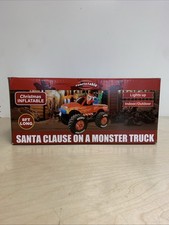 Santa Claus on a Monster Truck Christmas Inflatable 8 Ft. w/ Lights