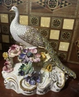 Royal Crown Derby Bone China Peacock Figurine  Flower Signed J Gould 7x7 VGC
