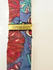 Vintage Perry Ellis Silk Suspenders - Nautical Seashell Braces - Leather