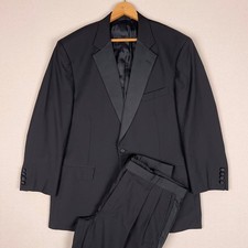 VTG Brooks Brothers Wool 2 Piece Tuxedo Suit 46R 37W Pleated Black Made in USA