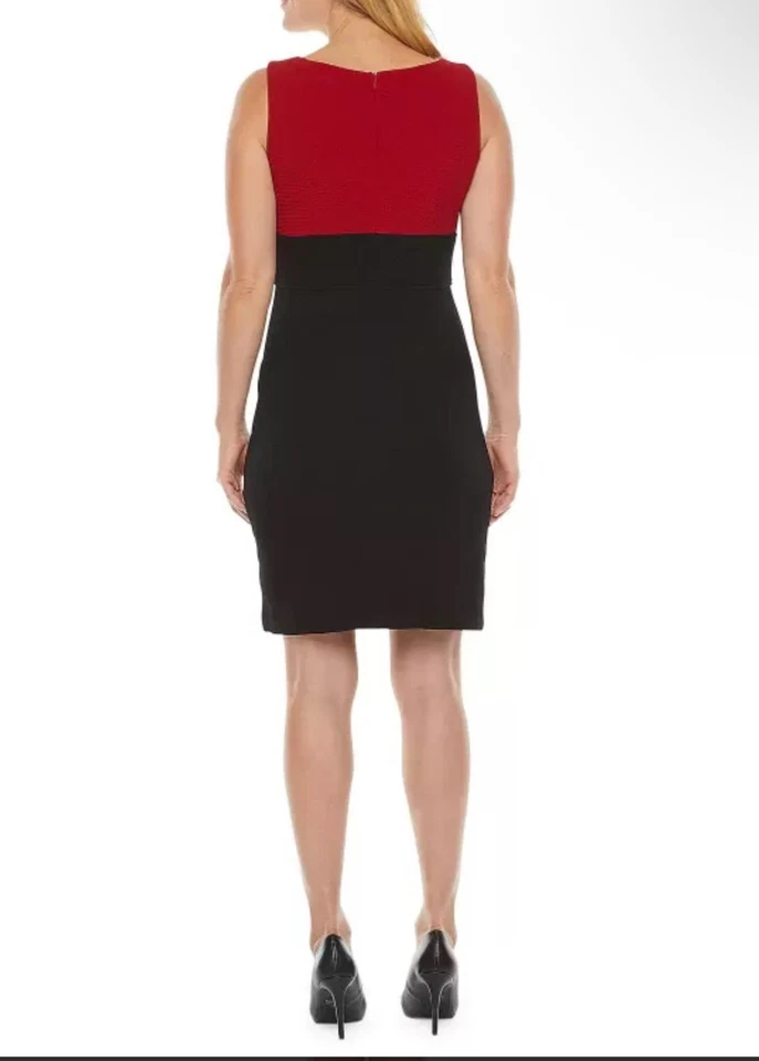 NWOT! Studio 1 3/4 Sleeve Colorblock Jacket And Dress SET In Black/Red, Size 10 - Image 4 of 4