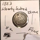 1883 Liberty Seated Dime Coin, Excellent Condition, 90% SILVER CONTENT