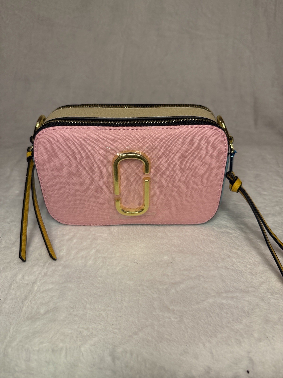 Marc Jacobs Colorblock Crossbody Bag Pink Blue Gold Hardware Detachable Strap