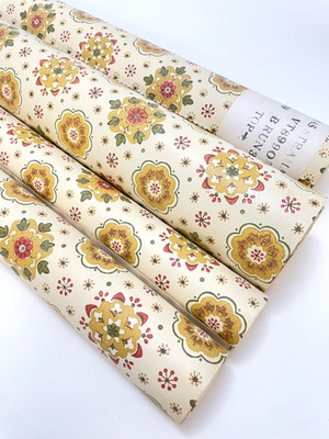 1970's Vintage Lot 4 Thomas Strahan Wallpaper Floral Olive Green, Ochre, Maroon