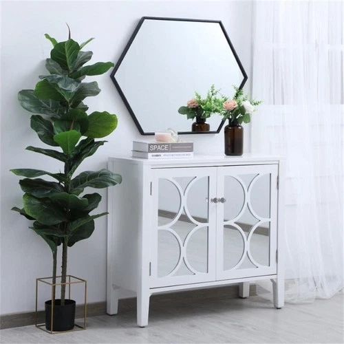 Elegant Decor Eternity 34" x 24" Hexagonal Metal Frame Mirror in Black - Picture 12 of 12