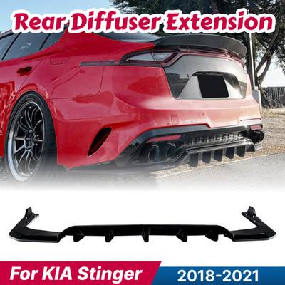 For 18-21 Kia Stinger GT GT1 GT2 GTS Rear Diffuser w/ Lip Aprons Gloss Black