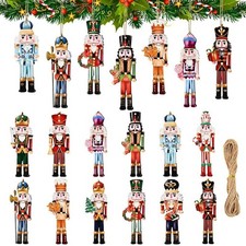 12 PCS Wooden Nutcracker Soldier Hanging Ornaments   Christmas Tree Decor Set