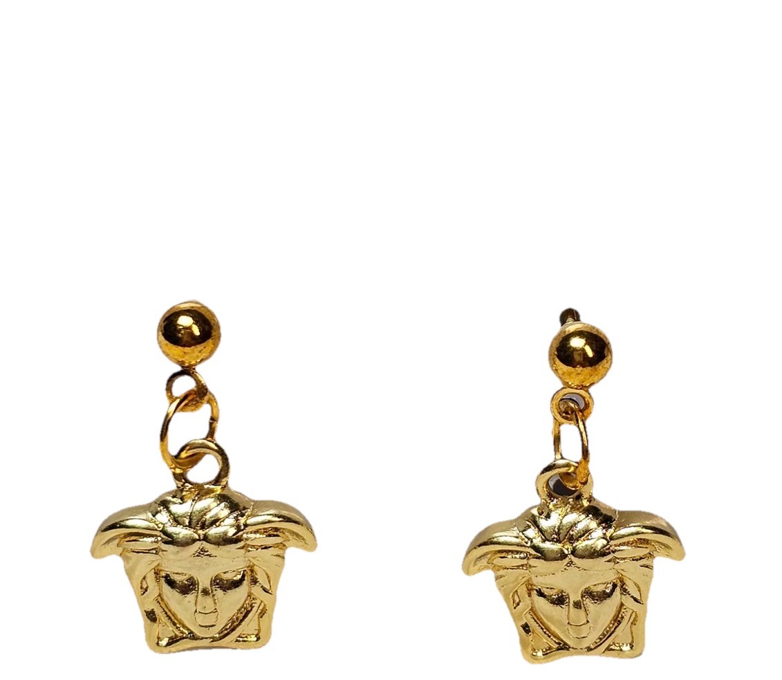 Versace Medusa Head Drop Earrings Gold Tone | eBay