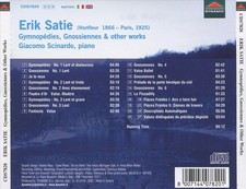 ERIK SATIE GYMNOPEDIES, GNOSSIENNES AND OTHER WORKS NEW CD