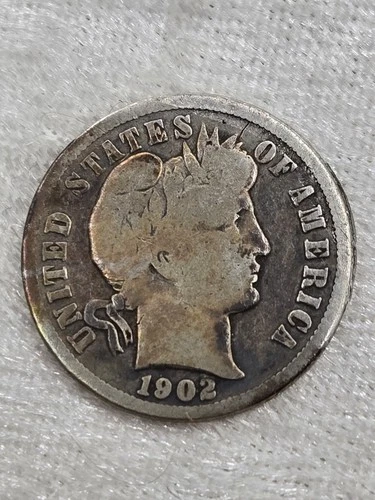1902 P Barber Dime 90% Silver With Die Cracks  Liberty Head Dime!