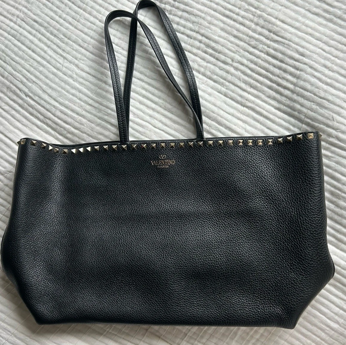 Valentino — Valentino Rockstud Shopper Tote Large Black Leather