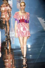 GUCCI 2007 Spring Summer Runway Floral Dress Pink Size 40 with Belt