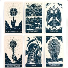 Magic Witch Tarot Cards Deck 78 Cards Minimal Dark Line Art Divination Set Guide