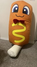 Large 54” Jumbo Corn Dog Plush Stuffed Animal with Bow Tie