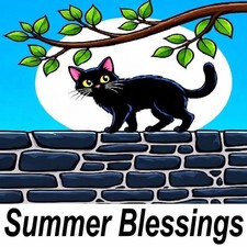 30 Custom Cat Silhouette Summer Blessings Personalized Address Labels