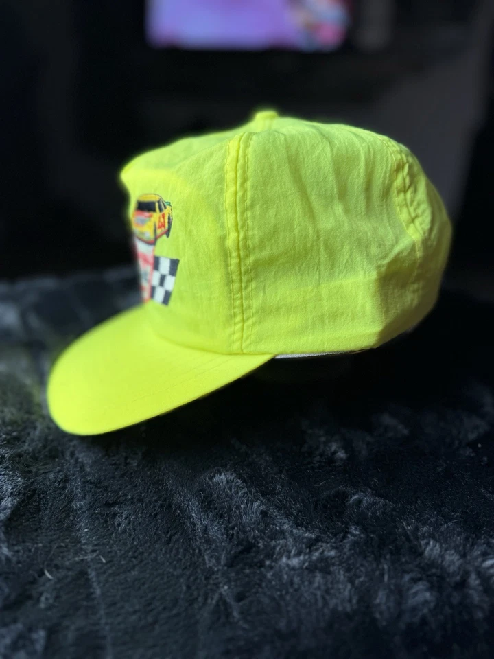 Vintage Kellogg's Corn Flakes Racing Team Hat Neon Yellow Snapback Soft 6-Panel - Image 3 of 4