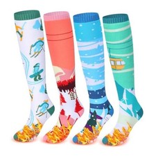4 Pairs Women's Funny Ski Socks Thermal Cushion Over the Calf Ski Snow House