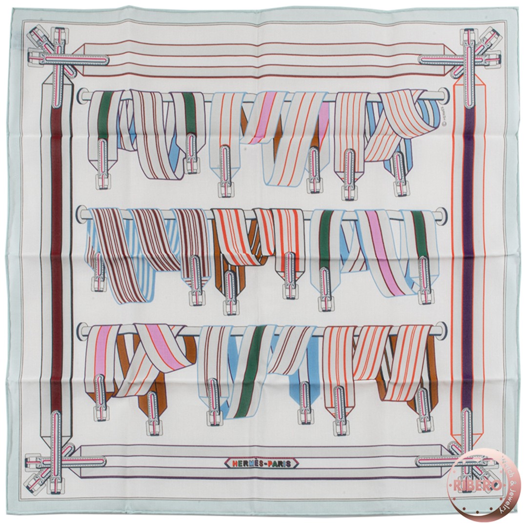 Vintage Hermes Gavroche Scarf Belt in Green Multicolor