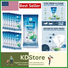 Waterless Aloe Vera Bath Wipes for Adults   12 Packs, 96 Count, Soft  Microw...