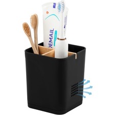 3 Slot Electric Toothbrush Holder with Bamboo Dividers Organizer for Bathroom