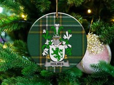 Holmes Irish Family Crest Ceramic Christmas Ornament