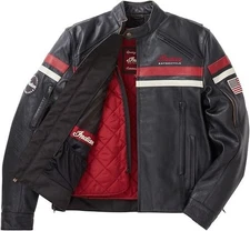 Mens New Indian Motorcycle Cowhide Racing Jacket Cafe Racer Leather Biker Jacket