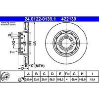 Bremsscheibe ATE 24.0122-0139.1 (2 Stk.) FüR Audi Coupe B3 80 B4 Avant