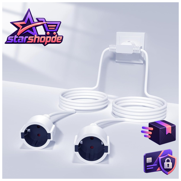 VerläNgerungskabel Doppelstecker 2M 250V 16A 4000W Schutzkontakt FüR Zuhause-image