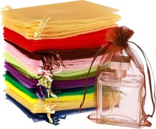 100PCS 4X4.72" Mixed Color Satin Drawstring Organza Pouch Gift Bags Wedding