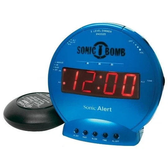 Sonic Alert Sonic Bomb SBB500ss Vibrating Alarm Clock | Turquoise Pack of 3