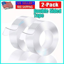 16FT Transparent Tape Double Sided Traceless Washable Adhesive Invisible Gel