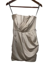 Vera Wang Vintage Strapless Pleated Satin Mini Dress - Champagne size 0