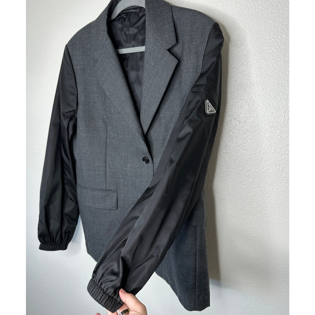 Prada Single Breasted Wool ReNylon Jacket Elastic… - image 4