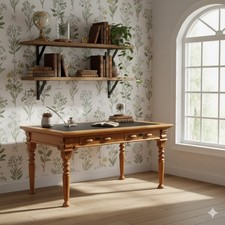 Scrittoio Antico Rovere Formica Nera Italia Inizio XX Secolo Originale