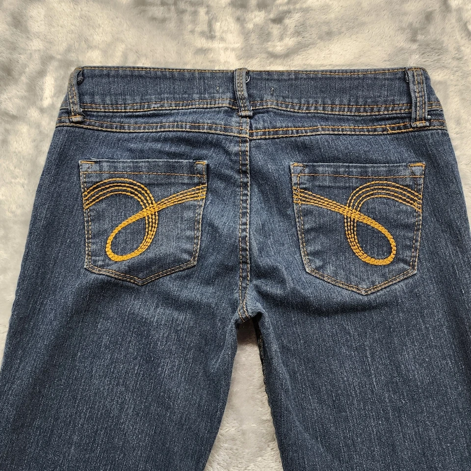 Jeans Bongo vintage para mujer 3 juniors azul tiro bajo pierna ajustada elástico denim Foto 4 de 4