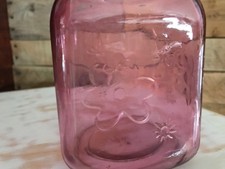 16 Oz Pink Glass Jar - Floral Print - No Lid