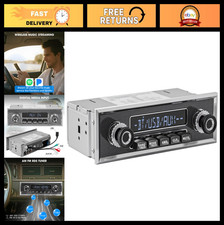 Classic Car Stereo Receiver - Vintage Retro Single Din Radio Bluetooth Amfm